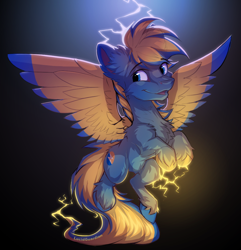 Size: 994x1031 | Tagged: dead source, safe, artist:lucid-guardian, imported from derpibooru, oc, oc:arc flash, pegasus, lightning, male, stallion