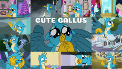 Size: 1280x721 | Tagged: safe, edit, edited screencap, editor:quoterific, imported from derpibooru, screencap, fruit pack, gallus, happy khaki, ruby splash, trail blazer, griffon, marks for effort, school daze, season 8, season 9, the ending of the end, the hearth's warming club, uprooted, what lies beneath, spoiler:s08, spoiler:s09, cute, gallabetes, male, puppy dog eyes, puppy-eyed gallus, solo focus