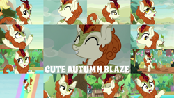 Size: 1280x721 | Tagged: safe, edit, edited screencap, editor:quoterific, imported from derpibooru, screencap, applejack, autumn blaze, forest fall, sparkling brook, earth pony, kirin, pony, season 8, sounds of silence, spoiler:s08, autumn, awwtumn blaze, crying, cute, female, male, offscreen character, rainbow