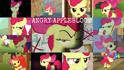 Size: 1280x721 | Tagged: safe, edit, edited screencap, editor:quoterific, imported from derpibooru, screencap, apple bloom, applejack, big macintosh, earth pony, pony, bloom and gloom, bridle gossip, brotherhooves social, call of the cutie, hard to say anything, just for sidekicks, leap of faith, on your marks, one bad apple, pinkie apple pie, season 1, season 2, season 3, season 4, season 5, somepony to watch over me, the super speedy cider squeezy 6000, twilight time, angry, apple bloom is not amused, apple bloom's bow, applejack's hat, bow, cowboy hat, crossdressing, determined, eyebrows, female, glare, gritted teeth, hair bow, hat, lifejacket, open mouth, orchard blossom, running, teeth, unamused