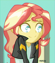 Size: 3472x4000 | Tagged: safe, artist:orin331, imported from derpibooru, sunset shimmer, human, equestria girls, clothes, cute, female, high res, jacket, shimmerbetes, shrug, smiling, solo, style emulation