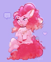 Size: 1920x2332 | Tagged: safe, artist:nyota71, imported from derpibooru, pinkie pie, earth pony, pony, belly fluff, body markings, bow, choker, colored hooves, colored pupils, cookie, ear fluff, eating, error, female, food, glitch, high res, mare, pixel art, redesign, solo, tail bow