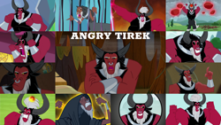 Size: 1280x721 | Tagged: safe, edit, edited screencap, editor:quoterific, imported from derpibooru, screencap, lord tirek, centaur, frenemies (episode), school raze, season 4, season 9, the beginning of the end, the ending of the end, twilight's kingdom, spoiler:s09, angry, antagonist, evil, evil grin, finger, fireball, glare, grin, horns, male, smiling, solo, yelling