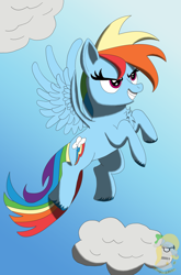 Size: 5612x8488 | Tagged: safe, artist:gray star, derpibooru exclusive, imported from derpibooru, rainbow dash, pegasus, pony, the ticket master, absurd resolution, cloud, female, flying, mare, scene interpretation, sky, solo