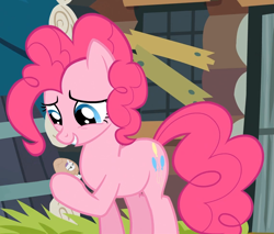 Size: 1137x967 | Tagged: safe, artist:goldendaisies, edit, edited screencap, imported from derpibooru, screencap, pinkie pie, sweetie belle, earth pony, pony, unicorn, pinkie apple pie, season 4, clothes, costume, cropped, egg, egg costume, eggbelle, micro, size difference, sweetie belle is not amused, unamused, vector