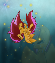 Size: 1368x1584 | Tagged: safe, artist:rochelle2014, imported from derpibooru, oc, oc only, pegasus, pony, eyes closed, falling, not scootaloo, pegasus oc, solo, wings, zoom layer