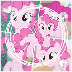 Size: 2560x2560 | Tagged: safe, edit, edited screencap, editor:wittleponiez, imported from derpibooru, screencap, pinkie pie, earth pony, pony, fall weather friends, the mean 6, bipedal, collage, cute, diapinkes, female, happy, heart, high res, instagram, mane, photoshop, pink, smiling