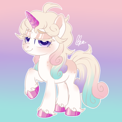 Size: 888x893 | Tagged: safe, artist:polymercorgi, imported from derpibooru, oc, oc only, pony, unicorn, colored horn, horn, solo