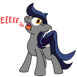 Size: 2000x2000 | Tagged: safe, artist:dafiltafish, imported from derpibooru, echo (bat pony), oc, oc only, oc:echo, bat pony, pony, bat pony oc, derp, eeee, female, high res, mare, simple background, solo, transparent background