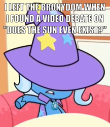 Size: 486x560 | Tagged: safe, edit, edited screencap, imported from derpibooru, screencap, trixie, pony, unicorn, my little pony: pony life, brooch, cape, clothes, cropped, female, friendship gems, g4.5, hat, jewelry, leaving the fandom, mare, pony life, solo, trixie's brooch, trixie's cape, trixie's hat