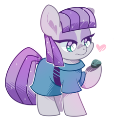 Size: 798x844 | Tagged: safe, artist:yokokinawa, imported from derpibooru, boulder (pet), maud pie, earth pony, pony, boulder (g4), chibi, clothes, cute, dress, female, heart, mare, maudabetes, pet rock, simple background, white background, white pupils