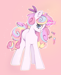 Size: 1233x1518 | Tagged: safe, artist:jennyberry, imported from derpibooru, oc, unicorn, candy, ear fluff, fluffy, food, lollipop, magic, magic aura, pink background, simple background, sketch, sparkles