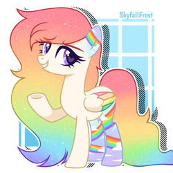 Size: 1448x1448 | Tagged: safe, artist:skyfallfrost, imported from derpibooru, oc, oc only, oc:rainbow veins, pegasus, pony, colored wings, female, mare, multicolored wings, solo, wings
