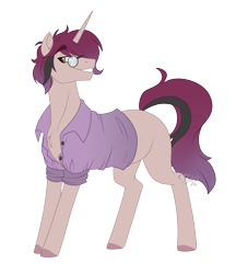 Size: 3449x4000 | Tagged: safe, artist:jack-pie, imported from derpibooru, imported from ponybooru, oc, oc only, oc:magnus, pony, unicorn, clothes, glasses, high res, horn, male, shirt, simple background, smiling, solo, stallion, transparent background, unicorn oc