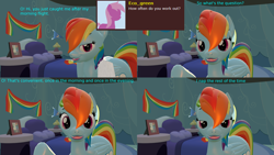Size: 3840x2160 | Tagged: safe, artist:sexy rd, imported from derpibooru, rainbow dash, pegasus, pony, series:ask sexy rainbow dash, 3d, alternate universe, ask, blushing, butt, comic, female, high res, large butt, lipstick, mare, plot, rainbow dash's bedroom, rainbow dash's house, rainbutt dash, revamped ponies, room, solo, source filmmaker, wet, wet mane