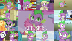 Size: 1280x720 | Tagged: safe, edit, edited screencap, editor:quoterific, imported from derpibooru, screencap, applejack, princess ember, rarity, spike, dragon, earth pony, pony, unicorn, a dog and pony show, dragon quest, feeling pinkie keen, honest apple, inspiration manifestation, it ain't easy being breezies, molt down, season 1, season 7, season 8, secret of my excess, spike at your service, the crystalling, the times they are a changeling, triple threat, winter wrap up, spoiler:s08, apron, blushing, clothes, cute, dilated pupils, duo, feather boa, female, grin, male, naked apron, nervous, nervous grin, offscreen character, shrunken pupils, smiling, solo, spikabetes, sweat, winged spike, wings