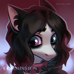 Size: 2000x2000 | Tagged: safe, artist:fenwaru, imported from derpibooru, oc, oc only, pony, choker, clothes, floppy ears, high res, hoodie, looking at you, solo, spiked choker