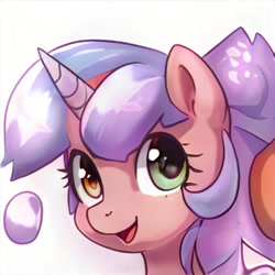 Size: 1024x1024 | Tagged: safe, artist:thisponydoesnotexist, imported from derpibooru, oc, oc only, unnamed oc, pony, unicorn, ai content, ai generated, cute, generator:thisponydoesnotexist, heterochromia, horn, looking at you, neural network, open mouth, smiling, solo, unicorn oc