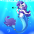 Size: 1450x1450 | Tagged: safe, artist:melliedraws, imported from derpibooru, rarity, anthro, mermaid, unicorn, belly button, blue mane, blushing, bra, bubble, clothes, female, fish tail, heart nostrils, looking at you, mermaid tail, mermaidized, mermarity, ocean, open mouth, seashell bra, solo, species swap, sunlight, tail, underwater, underwear, water