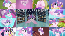 Size: 1280x721 | Tagged: safe, edit, edited screencap, editor:quoterific, imported from derpibooru, screencap, carrot top, golden harvest, goldengrape, princess cadance, princess flurry heart, shining armor, sir colton vines iii, alicorn, a flurry of emotions, road to friendship, season 6, season 7, the crystalling, the times they are a changeling, crib, crying, cute, flurrybetes, flying, hiding behind wing, hoof sucking, horns, one eye closed, puffy cheeks, solo focus, swaddled, wings, wink