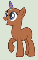 Size: 294x462 | Tagged: safe, artist:alari1234-bases, imported from derpibooru, oc, oc only, pony, unicorn, the super speedy cider squeezy 6000, bald, base, grin, horn, raised hoof, simple background, smiling, solo, unicorn oc