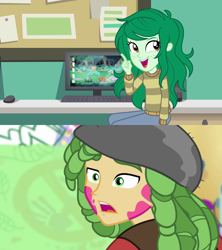 Size: 1920x2160 | Tagged: safe, edit, edited screencap, imported from derpibooru, screencap, sandalwood, wallflower blush, a banner day, equestria girls, equestria girls series, forgotten friendship, computer, female, garden, high res, male, paint, sandalflower, shipping, shipping domino, straight