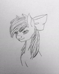 Size: 2448x3027 | Tagged: safe, artist:crazyaniknowit, imported from derpibooru, apple bloom, pony, high res, monochrome, solo, traditional art