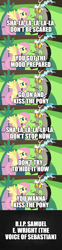 Size: 500x2008 | Tagged: safe, edit, edited screencap, imported from derpibooru, screencap, discord, fluttershy, comic, discoshy, female, in memoriam, male, rest in peace, screencap comic, sebastian, shipping, song reference, straight, the little mermaid