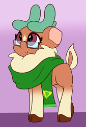 Size: 2600x3853 | Tagged: safe, artist:mrneo, imported from derpibooru, cashmere (tfh), deer, reindeer, them's fightin' herds, cashbetes, clothes, community related, cute, glasses, high res, scarf, solo
