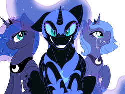 Size: 1300x975 | Tagged: safe, artist:sajimex, imported from derpibooru, nightmare moon, princess luna, alicorn, pony, crying, evil, reference used, s1 luna, simple background, transparent background