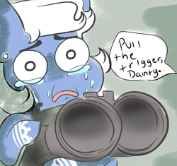 Size: 605x568 | Tagged: safe, artist:aerial aim, imported from derpibooru, oc, oc:dainty, commission, commissioner:reversalmushroom, funny, meme, pull the trigger piglet