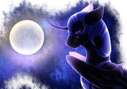 Size: 1144x800 | Tagged: safe, artist:kat-the-true-kitkat, imported from derpibooru, nightmare moon, alicorn, pony, crying, digital art, eyelashes, eyes closed, female, folded wings, helmet, horn, moonlight, night, sad, simple background, sky, solo, stars, transparent background, wings