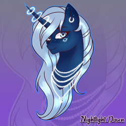 Size: 1200x1200 | Tagged: safe, artist:nightlight dawn, imported from derpibooru, oc, oc only, oc:atlasia, pony, unicorn, bust, exchange, female, horn, mare, portrait, solo, unicorn oc