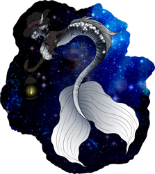 Size: 2313x2592 | Tagged: safe, artist:schneebakadopts, imported from derpibooru, oc, oc only, hybrid, merpony, seapony (g4), adoptable, auction, fire, fish tail, hat, high res, lamp, night, simple background, solo, space, stars, tail, transparent background
