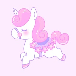 Size: 1080x1080 | Tagged: safe, artist:kirakiracalico, imported from derpibooru, oc, oc only, pony, unicorn, horn, saddle, solo, tack, unicorn oc