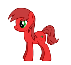 Size: 464x427 | Tagged: safe, oc, oc only, earth pony, pony, pony creator, /mlp/, female, food, ketchup, profile view, sauce, side view, simple background, solo, tomato, transparent background