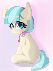 Size: 2959x3957 | Tagged: safe, artist:windykirin, imported from derpibooru, coco pommel, earth pony, pony, cocobetes, cute, female, high res, missing cutie mark, shy, simple background, sitting, solo