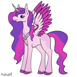 Size: 2000x2000 | Tagged: safe, artist:misskanabelle, imported from derpibooru, oc, oc only, alicorn, pony, alicorn oc, female, high res, horn, magical lesbian spawn, mare, offspring, parent:princess cadance, parent:princess luna, parents:lundance, peytral, signature, simple background, solo, transparent background, two toned wings, unshorn fetlocks, wings