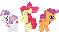 Size: 2549x1409 | Tagged: safe, artist:gmaplay, imported from derpibooru, apple bloom, scootaloo, sweetie belle, earth pony, pegasus, pony, unicorn, bloom butt, booty mark crusaders, butt, cmc cutie mark, cutie mark, cutie mark crusaders, plot, raised tail, scootabutt, simple background, solo, sweetie butt, tail, the cmc's cutie marks, transparent background, trio