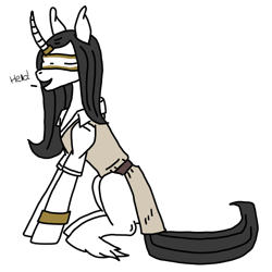 Size: 768x768 | Tagged: safe, artist:agdapl, imported from derpibooru, pony, unicorn, blindfold, clothes, crossover, female, horn, horn ring, jewelry, mare, medic, ponified, ring, rule 63, simple background, sitting, species swap, team fortress 2, transparent background