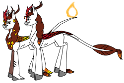 Size: 3935x2644 | Tagged: safe, artist:agdapl, imported from derpibooru, kirin, crossover, duo, fire, high res, kirin-ified, pyro, scout, simple background, species swap, team fortress 2, transparent background