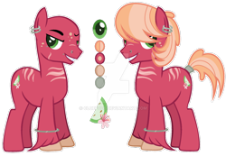 Size: 1280x884 | Tagged: safe, artist:cloefo05, imported from derpibooru, oc, oc only, earth pony, pony, base, base used, bracelet, deviantart watermark, ear piercing, earring, jewelry, lidded eyes, male, obtrusive watermark, offspring, parent:big macintosh, parent:cheerilee, parents:cheerimac, piercing, reference sheet, scar, simple background, smiling, solo, stallion, transparent background, watermark
