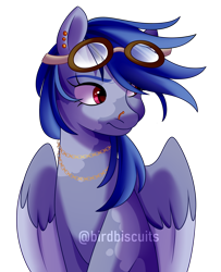 Size: 1458x1795 | Tagged: dead source, safe, artist:birdbiscuits, imported from derpibooru, rainbow dash, oc, pegasus, pony, alternate hair color, ear piercing, female, goggles, mare, nose piercing, piercing, rainbow-less dash, simple background, solo, transparent background