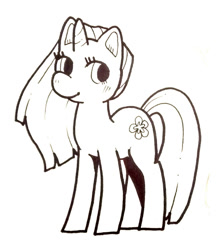 Size: 658x758 | Tagged: safe, artist:aa-ko-sama, imported from derpibooru, oc, oc only, pony, unicorn, eyelashes, horn, lineart, monochrome, simple background, smiling, solo, unicorn oc, white background