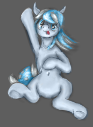 Size: 528x721 | Tagged: safe, artist::snowfrost, artist:auntiefrost, imported from derpibooru, oc, oc only, oc:snow frost, earth pony, pony, belly button, colored sketch, cute, earth pony oc, female, mare, solo, tongue out, underhoof