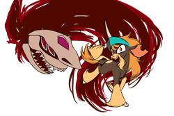 Size: 1800x1200 | Tagged: safe, artist:redahfuhrerking, imported from derpibooru, fhtng th§ ¿nsp§kbl, oleander, shanty (tfh), goat, shark, them's fightin' herds, cloven hooves, community related, fusion, looking at you, oleander (tfh)