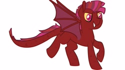 Size: 4096x2304 | Tagged: safe, artist:sketchthewitch, imported from derpibooru, dracony, dragon, hybrid, pony, grin, smiling, solo, spread wings, wings