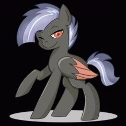 Size: 4096x4096 | Tagged: safe, artist:sketchthewitch, imported from derpibooru, bat pony, pony, looking at you, one eye closed, smiling, solo, wink