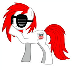 Size: 500x458 | Tagged: safe, artist:akip-chan, imported from derpibooru, oc, earth pony, pony, cutie mark, grin, ponified, red mane, smiling, sunglasses, youtube, youtube logo