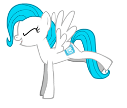 Size: 468x397 | Tagged: safe, artist:akip-chan, imported from derpibooru, oc, pegasus, pony, blue mane, cutie mark, eyelashes, eyes closed, meta, open mouth, ponified, twitter, twitter logo, wings